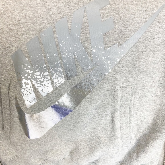 Nike Hoodie Sweatshirt With Silver Gray Spellout Medium - Picture 7 of 10